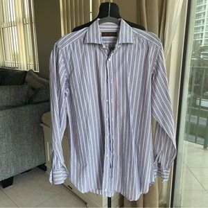 Etro cotton Milano Button Down striped Shirt 42